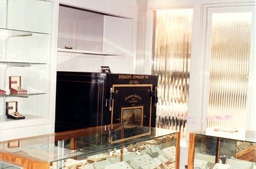 Inside and showroom on the Elms Hotel Jewelry boutique