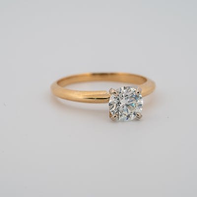 Solitaire Engagement Ring with 1 carat round diamond side view