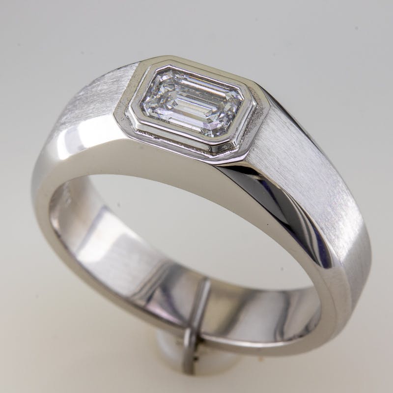 Emerald Cut Diamond Ring 3/4 View