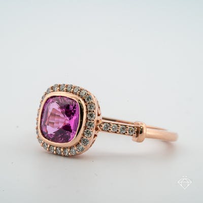 Pink Sapphire in Rose gold side view