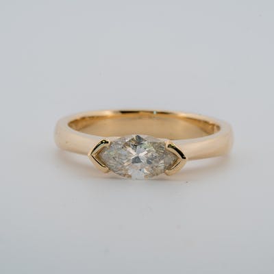 East-West Marquise diamond engagement ring front view