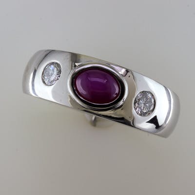 Star Ruby Platinum And Diamond Ring Top View