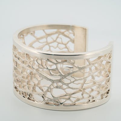 Silver on silver cactus cuff bracelet